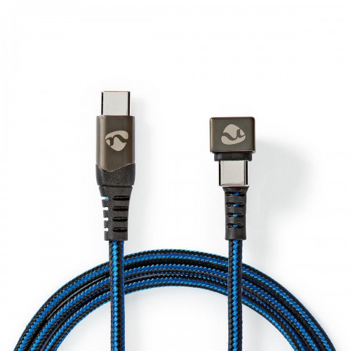 USB-Kabel | USB 2.0 | USB-C™ Male | USB-C™ Male | 480 Mbps | Verguld | 1.00 m | Rond | Gevlochten / Nylon | Blauw / Zwart | Cover Window Box - gctb60700bk10