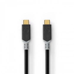 USB-Kabel | USB 3.2 Gen 2x2 | USB-C™ Male | USB-C™ Male | 100 W | 4K@60Hz | 20 Gbps | Verguld | 2.00 m | Rond | PVC | Zilver | Doos - ccbw64020at20