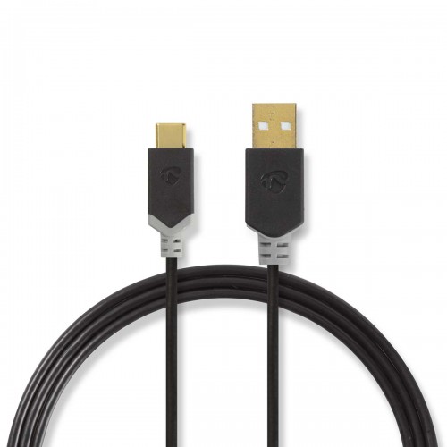 USB-Kabel | USB 2.0 | USB-A Male | USB-C™ Male | 60 W | 480 Mbps | Verguld | 3.00 m | Rond | PVC | Antraciet | Doos - ccbw60601at30