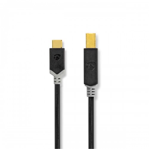 USB-Kabel | USB 2.0 | USB-C™ Male | USB-B Male | 15 W | 480 Mbps | Verguld | 2.00 m | Rond | PVC | Antraciet | Doos - ccbw60651at20