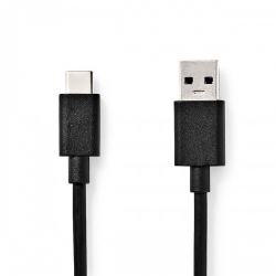 USB-Kabel | USB 3.2 Gen 1 | USB-A Male | USB-C™ Male | 60 W | 5 Gbps | Vernikkeld | 1.00 m | Rond | PVC | Zwart | Doos - ccgw61600bk10