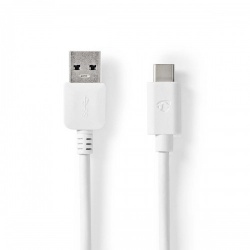 USB-Kabel | USB 3.2 Gen 1 | USB-A Male | USB-C™ Male | 60 W | 5 Gbps | Vernikkeld | 1.00 m | Rond | PVC | Wit | Doos - ccgw61600wt10