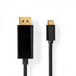 USB-C™ Adapter | USB 3.2 Gen 1 | USB-C™ Male | DisplayPort Male | 4K@60Hz | 2.00 m | Rond | Verguld | PVC | Zwart | Envelop - ccgp64352bk20