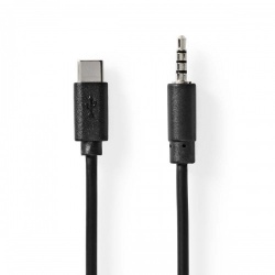 USB-C™ Adapter | USB 2.0 | USB-C™ Male | 3,5 mm Male | 1.00 m | Rond | Vernikkeld | PVC | Zwart | Envelop - ccgp65950bk10