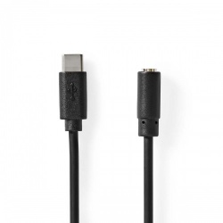 USB-C™ Adapter | USB 2.0 | USB-C™ Male | 3,5 mm Female | 1.00 m | Rond | Vernikkeld | PVC | Zwart | Envelop - ccgp65960bk10