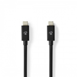 USB-Kabel | USB 4.0 Gen 3x2 | USB-C™ Male | USB-C™ Male | 240 W | 8K@60Hz | 40 Gbps | Vernikkeld | 1.00 m | Rond | PVC | Zwart | Envelop - ccgp66040bk10