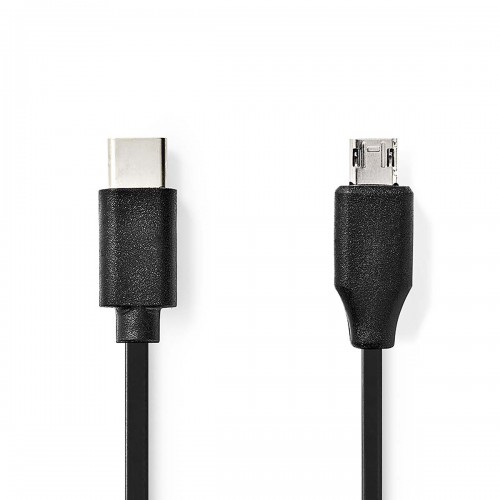 USB-Kabel | USB 2.0 | USB-C™ Male | USB Micro-B Male | 60 W | 480 Mbps | Vernikkeld | 1.00 m | Rond | PVC | Zwart | Label - ccgl60750bk10