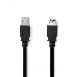 USB-Kabel | USB 3.2 Gen 1 | USB-A Male | USB-A Female | 5 Gbps | Vernikkeld | 3.00 m | Rond | PVC | Zwart | Label - ccgl61010bk30