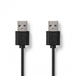USB-Kabel | USB 2.0 | USB-A Male | USB-A Male | 480 Mbps | Vernikkeld | 2.00 m | Rond | PVC | Zwart | Label - ccgl60001bk20