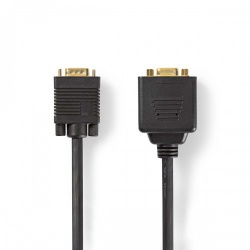 VGA-Kabel | VGA Male | 2x VGA Female | Verguld | Maximale resolutie: 1280x768 | 0.20 m | Rond | ABS | Zwart | Polybag - ccgp59120bk02