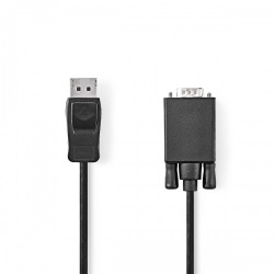 VGA-Kabel | DisplayPort Male | VGA Male | Vernikkeld | Maximale resolutie: 1080p | 1.00 m | Rond | PVC | Zwart | Envelop - ccgp37301bk10
