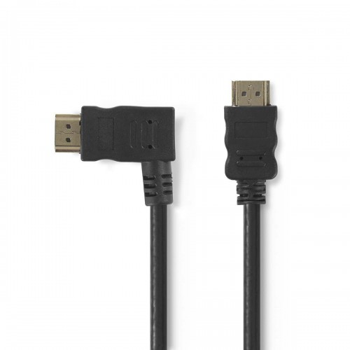High Speed ​​HDMI™-Kabel met Ethernet | Links Gehoekte HDMI™ Connector | HDMI™ Connector | 4K@30Hz | 10.2 Gbps | 1.50 m | Rond | PVC | Zwart | Polybag - cvgp34250bk15