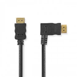 High Speed ​​HDMI™-Kabel met Ethernet | Rechts Gehoekte HDMI™ Connector | HDMI™ Connector | 4K@30Hz | 10.2 Gbps | 1.50 m | Rond | PVC | Zwart | Envelop - cvgp34260bk15