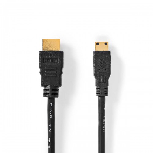 High Speed ​​HDMI™-Kabel met Ethernet | HDMI™ Connector | HDMI™ Mini-Connector | 4K@30Hz | 10.2 Gbps | 1.50 m | Rond | PVC | Zwart | Polybag - cvgp34500bk15