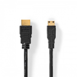 High Speed ​​HDMI™-Kabel met Ethernet | HDMI™ Connector | HDMI™ Mini-Connector | 4K@30Hz | 10.2 Gbps | 2.00 m | Rond | PVC | Zwart | Polybag - cvgp34500bk20