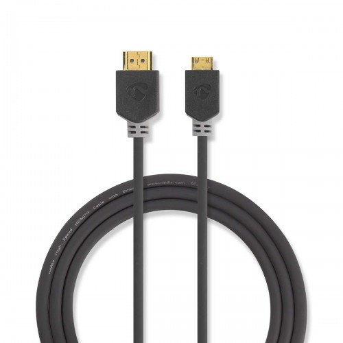 High Speed ​​HDMI™-Kabel met Ethernet | HDMI™ Connector | HDMI™ Mini-Connector | 4K@60Hz | 18 Gbps | 2.00 m | Rond | PVC | Antraciet | Window Box - cvbw34500at20