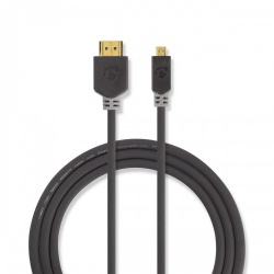 High Speed ​​HDMI™-Kabel met Ethernet | HDMI™ Connector | HDMI™ Micro-Connector | 4K@30Hz | 10.2 Gbps | 2.00 m | Rond | PVC | Antraciet | Window Box - cvbw34700at20