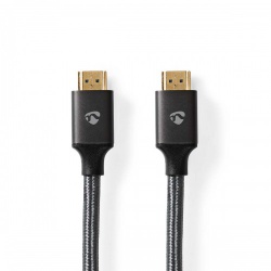 High Speed ​​HDMI™-Kabel met Ethernet | HDMI™ Connector | HDMI™ Connector | 4K@60Hz | ARC | 18 Gbps | 1.00 m | Rond | Katoen | Grijs / Gun Metal Grijs | Cover Window Box - cvtb34000gy10