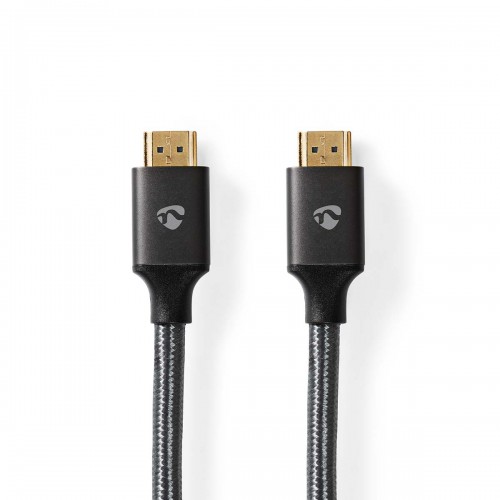 High Speed ​​HDMI™-Kabel met Ethernet | HDMI™ Connector | HDMI™ Connector | 4K@30Hz | ARC | 18 Gbps | 10.00 m | Rond | Katoen | Gun Metal Grijs | Cover Box - cvtb34000gy100