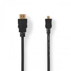 High Speed ​​HDMI™-Kabel met Ethernet | HDMI™ Connector | HDMI™ Micro-Connector | 4K@30Hz | 10.2 Gbps | 1.50 m | Rond | PVC | Zwart | Label - cvgt34700bk15