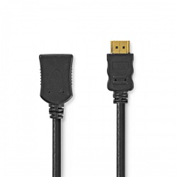 High Speed ​​HDMI™-Kabel met Ethernet | HDMI™ Connector | HDMI™ Female | 4K@30Hz | 10.2 Gbps | 1.00 m | Rond | PVC | Zwart | Label - cvgl34090bk10