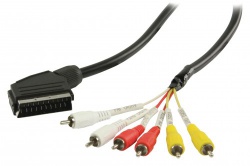 SCART Kabel SCART Male - 6x RCA-Connector 2.00 m Zwart - vlvp31160b20