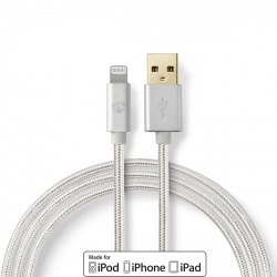 Lightning Kabel | USB 2.0 | Apple Lightning 8-Pins | USB-A Male | 480 Mbps | Verguld | 2.00 m | Rond | Gevlochten / Nylon | Aluminium | Cover Window Box - cctb39300al20