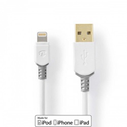 Lightning Kabel | USB 2.0 | Apple Lightning 8-Pins | USB-A Male | 480 Mbps | Verguld | 1.00 m | Rond | PVC | Grijs / Wit | Window Box - ccbw39300wt10