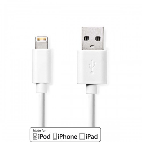 Lightning Kabel | USB 2.0 | Apple Lightning 8-Pins | USB-A Male | 480 Mbps | Vernikkeld | 2.00 m | Rond | PVC | Wit | Envelop - ccgp39300wt20
