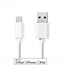 Lightning Kabel | USB 2.0 | Apple Lightning 8-Pins | USB-A Male | 480 Mbps | Vernikkeld | 3.00 m | Rond | PVC | Wit | Polybag - ccgp39300wt30