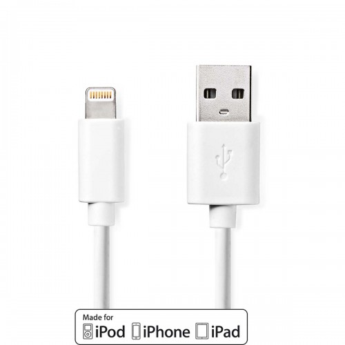 Lightning Kabel | USB 2.0 | Apple Lightning 8-Pins | USB-A Male | 480 Mbps | Vernikkeld | 3.00 m | Rond | PVC | Wit | Polybag - ccgp39300wt30