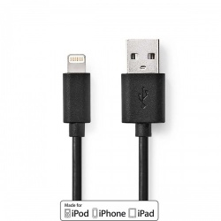 Lightning Kabel | USB 2.0 | Apple Lightning 8-Pins | USB-A Male | 480 Mbps | Vernikkeld | 1.00 m | Rond | PVC | Zwart | Doos - ccgb39300bk10