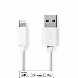 Lightning Kabel | USB 2.0 | Apple Lightning 8-Pins | USB-A Male | 480 Mbps | Vernikkeld | 1.00 m | Rond | PVC | Wit | Label - ccgt39300wt10