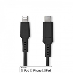 Lightning Kabel | USB 2.0 | Apple Lightning 8-Pins | USB-C™ Male | 480 Mbps | Vernikkeld | 1.00 m | Rond | PVC | Zwart | Doos - ccgw39650bk10