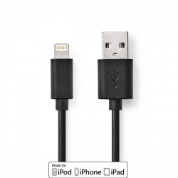 Lightning Kabel | USB 2.0 | Apple Lightning 8-Pins | USB-A Male | 480 Mbps | Vernikkeld | 2.00 m | Rond | PVC | Zwart | Doos - ccgb39300bk20