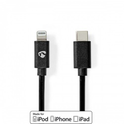 Lightning Kabel | USB 2.0 | Apple Lightning 8-Pins | USB-C™ Male | 480 Mbps | Vernikkeld | 1.00 m | Rond | PVC | Zwart | Envelop - ccgp39650bk10