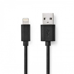 Lightning Kabel | USB 2.0 | Apple Lightning 8-Pins | USB-A Male | 480 Mbps | Vernikkeld | 2.00 m | Rond | PVC | Zwart | Label - ccgl39300bk20