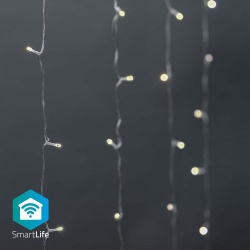 SmartLife Decoratieve LED | Gordijn | Wi-Fi | Warm Wit | 200 LED's | 3.00 m | Android™ / IOS - wifilxc01w200