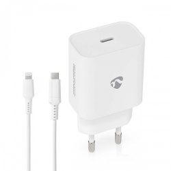 Oplader | 20 W | Snellaad functie | 1.67 / 2.22 / 3.0 A | Outputs: 1 | USB-C™ | Lightning 8-Pins (Los) Kabel | 1.00 m | Automatische Voltage Selectie - wcpdl20w112wt
