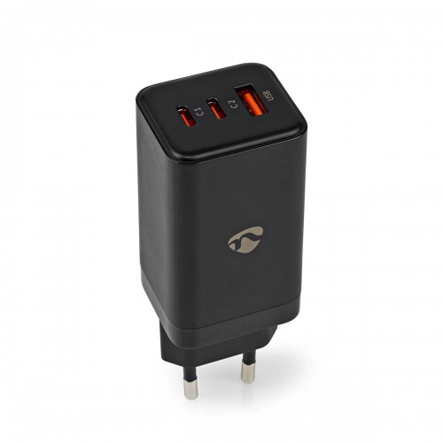 Oplader | 65 W | GaN | Snellaad functie | 3.0 / 3.25 A | Outputs: 3 | USB-A / 2x USB-C™ | Automatische Voltage Selectie - wcgpd65w100bk