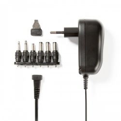 Universele AC-Stroomadapter | 12 W | 3 - 12 V DC | 1.80 m | 1.0 A | 6 plug(s) | Zwart - acpa001
