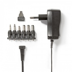 Universele AC-Stroomadapter | 7.2 W | 3 - 12 V DC | 1.80 m | 1.0 A | 6 plug(s) | Zwart - acpa006