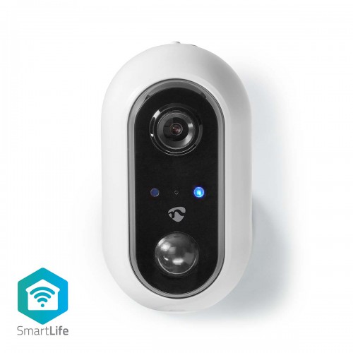 SmartLife Camera voor Buiten | Wi-Fi | Full HD 1080p | IP65 | Max. batterijduur: 4 Maanden | Cloud Opslag (optioneel) / microSD (niet inbegrepen) | 5 V DC | Met bewegingssensor | Nachtzicht | Wit - wificbo20wt