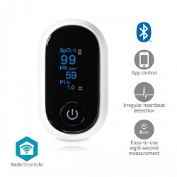 SmartLife Pulse Oximeter | Bluetooth® | OLED-Scherm | Anti-bewegingsinterferentie / Auditief alarm / Hoge precisie sensor / Perfusie-index / Polsslag / Zuurstofverzadiging (SpO2) | Wit - bthox10wt