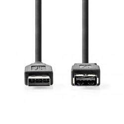 USB-Kabel | USB 3.2 Gen 1 | USB-A Male | USB-A Female | 5 Gbps | Vernikkeld | 2.00 m | Rond | PVC | Zwart | Label - ccgl61010bk20