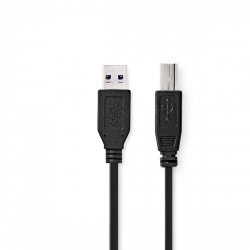 USB-Kabel | USB 3.2 Gen 1 | USB-A Male | USB-B Male | 5 Gbps | Vernikkeld | 2.00 m | Rond | PVC | Zwart | Doos - ccgb61100bk20