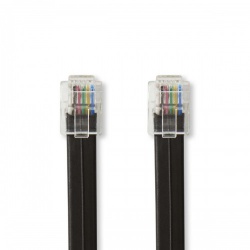 Telecomkabel | RJ12 Male | RJ12 Male | 1.00 m | Kabel design: Plat | Kabeltype: RJ12 | Zwart - tcgl90300bk10