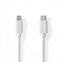 Lightning Kabel | USB 2.0 | Apple Lightning 8-Pins | USB-C™ Male | 480 Mbps | Vernikkeld | 1.00 m | Rond | PVC | Wit | Label - ccgl39650wt10