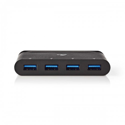 USB Multi-Port Adapter | USB 3.2 Gen 1 | USB-C™ Male | 4x USB-A | Rond | Vernikkeld | Zwart | Window Box met Euro Lock - tcarf200bk