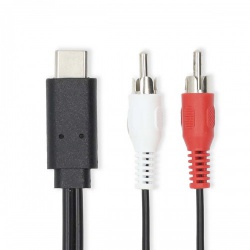 USB-C™ Adapter | USB 3.2 Gen 1 | USB-C™ Male | 2x RCA Male | 1.00 m | Rond | Vernikkeld | PVC | Zwart | Label - ccgl64240bk10